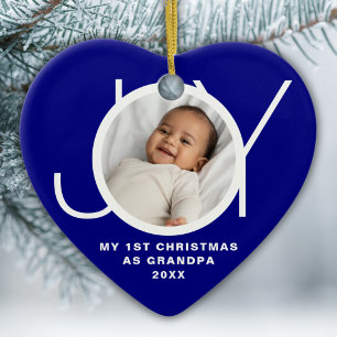 Mein erstes Weihnachten als Opa Foto Freude Blau Keramik Ornament