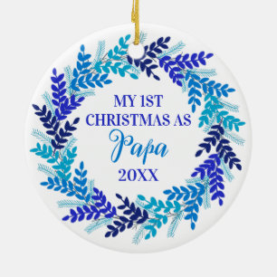 Mein erstes Weihnachten als Papa Elegante Blauer K Keramik Ornament