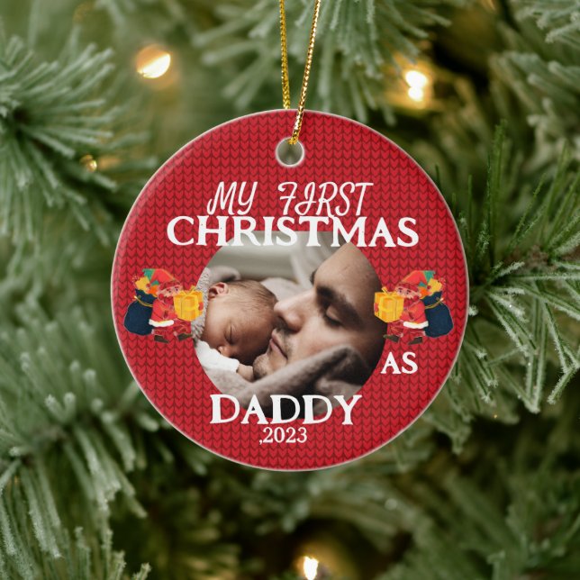 Mein erstes Weihnachten als Papa personalisierten  Keramik Ornament (Baum)