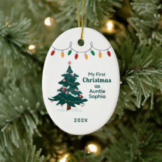 Mein erstes Weihnachten als Tante Personalisiert Keramik Ornament