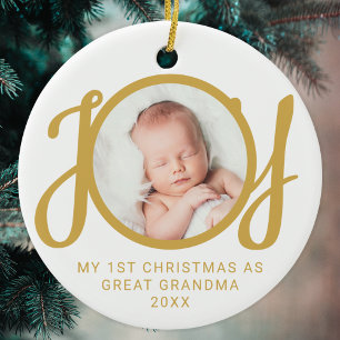 Mein erstes Weihnachten als Urgroßmutter Foto Gold Keramik Ornament