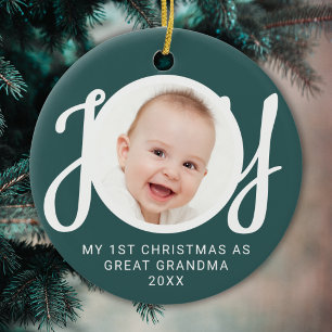 Mein erstes Weihnachten als Urgroßmutter Foto Grün Keramik Ornament