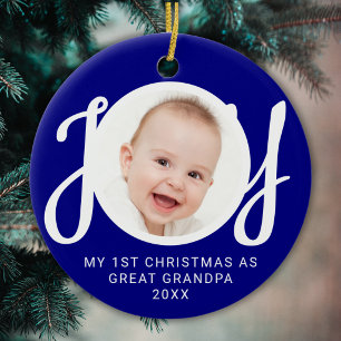 Mein erstes Weihnachten als Urgroßvater Foto Blau Keramik Ornament