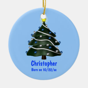 "Mein erstes Weihnachten" (Baum mit Blau u. Keramik Ornament