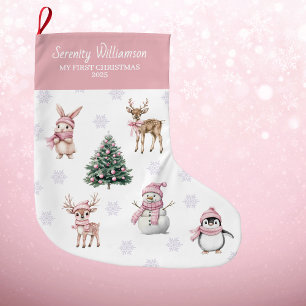 Mein erstes Weihnachten Custom Baby Mädchen Wald Großer Weihnachtsstrumpf