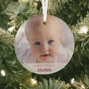 Mein erstes Weihnachten Einfaches Baby-Foto-Handsc Ornament Aus Glas