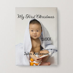 Mein erstes Weihnachten füge Babyname Datum Jahr F Button