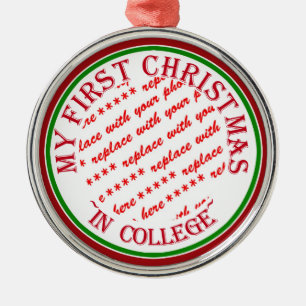 Mein erstes Weihnachten im College – Bilderrahmen Silbernes Ornament