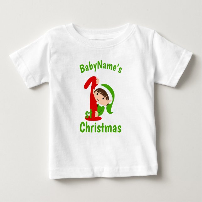 Mein erstes Weihnachten mit dem Namen niedliche gr Baby T-shirt (Vorderseite)