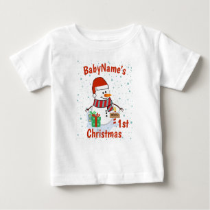 Mein erstes Weihnachten mit Namen niedlicher Schne Baby T-shirt