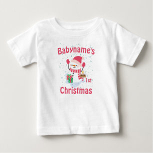Mein erstes Weihnachten mit Namen niedlicher Schne Baby T-shirt