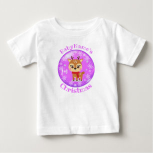 Mein erstes Weihnachten mit Namen Süße Rentiere Li Baby T-shirt