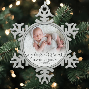 Mein erstes Weihnachten neues Baby-Foto Schneeflocken Zinn-Ornament