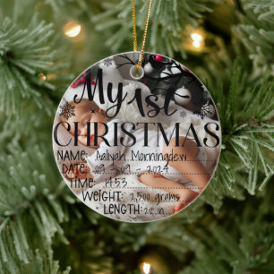 Mein erstes Weihnachten personalisierter Name Datu Keramik Ornament