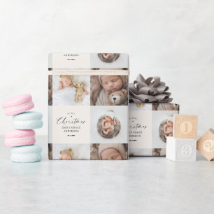 Mein erstes Weihnachten personalisiertes Baby-Gesc Geschenkpapier