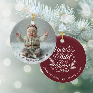 Mein erstes Weihnachten Personalisiertes Foto Keramik Ornament