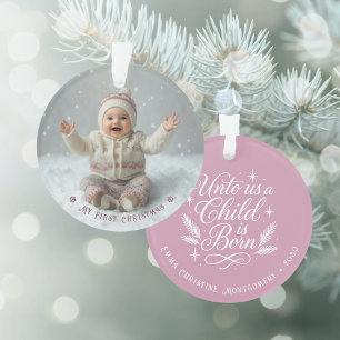 Mein erstes Weihnachten Rosa personalisiertes Foto Ornament