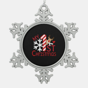 Mein erstes Weihnachten Schneeflocken Zinn-Ornament