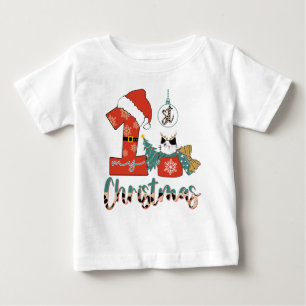 Mein erstes Weihnachten Süße Katze Baby T-shirt