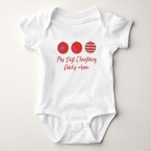 Mein erstes Weihnachten Süße Rote Ornamente Benutz Baby Strampler