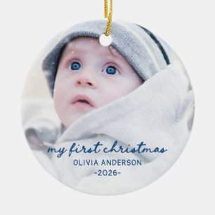 Mein erstes Weihnachten Süße verspielte Baby-Foto Keramik Ornament