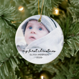 Mein erstes Weihnachten Süße verspielte Baby-Foto Keramik Ornament