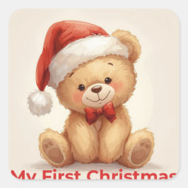 Mein erstes Weihnachten Süßer Baby-Feiertags-Aufkl Quadratischer Aufkleber