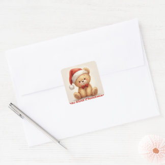 Mein erstes Weihnachten Süßer Baby-Feiertags-Aufkl Quadratischer Aufkleber