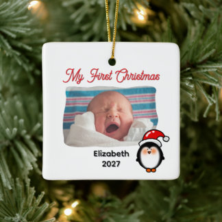 Mein erstes Weihnachten Süßer Pinguin Personalisie Keramikornament