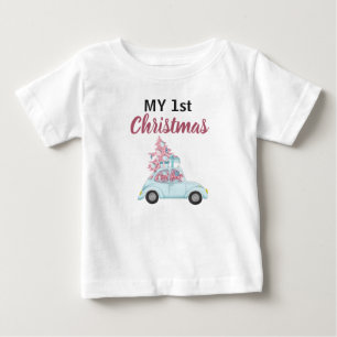 Mein erstes Weihnachten Süßes blaues Auto Weihnach Baby T-shirt