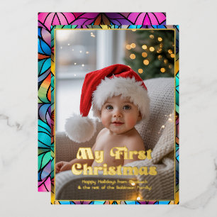Mein erstes Weihnachts-Baby-Foto aus gepolstertem Folien Feiertagskarte