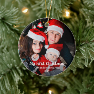 Mein erstes Weihnachts-Baby-Foto Custom Keramik Ornament