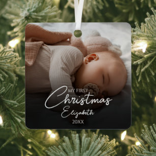 Mein erstes Weihnachts-Baby-Foto - Elegantes Skrip Ornament Aus Metall