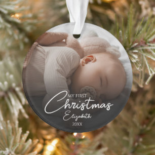 Mein erstes Weihnachts-Baby-Foto Elegantes Skript Ornament