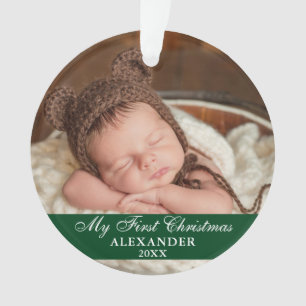 Mein erstes Weihnachts-Baby-Foto Green Ornament