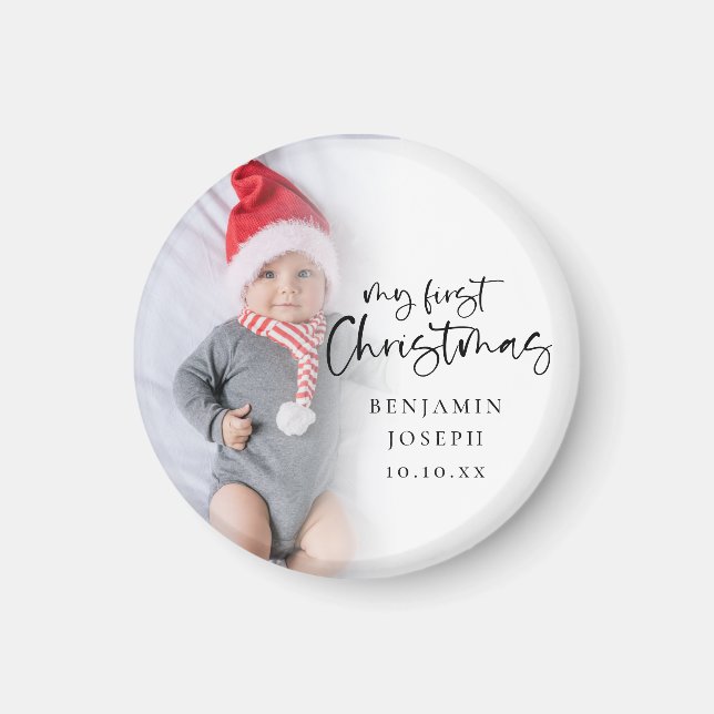 Mein erstes Weihnachts-Baby-Foto Name Jahr Magnet (Vorne)