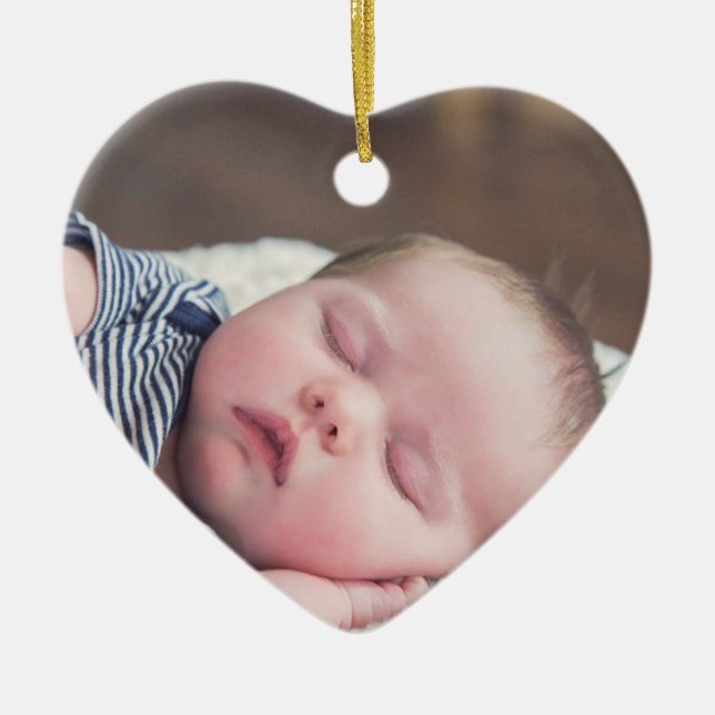 Mein erstes Weihnachts-Baby-Foto, Name und Jahr Keramik Ornament (Vorne)