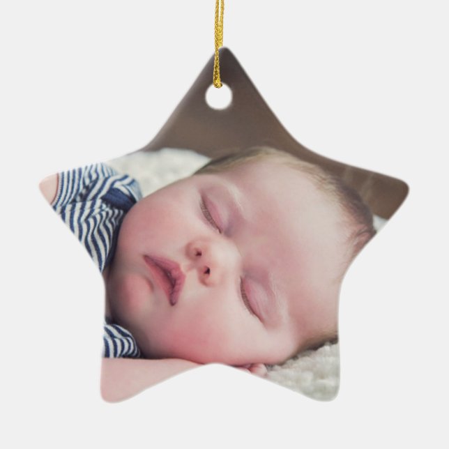 Mein erstes Weihnachts-Baby-Foto, Name und Jahr Keramik Ornament (Vorne)