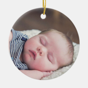 Mein erstes Weihnachts-Baby-Foto, Name und Jahr Keramik Ornament