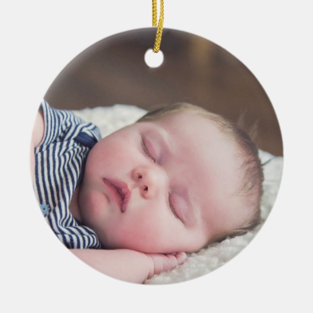 Mein erstes Weihnachts-Baby-Foto, Name und Jahr Keramik Ornament (Vorne)