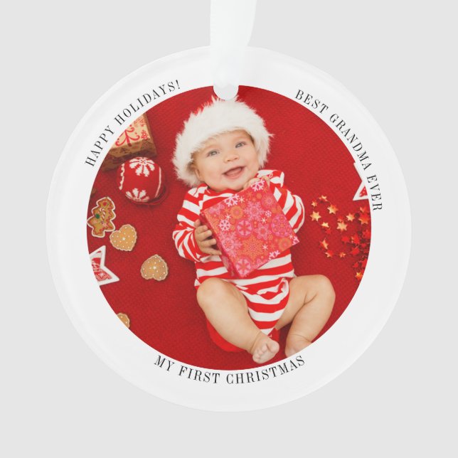 Mein erstes Weihnachts-Baby-Foto Oma Holiday Ornament (Vorderseite)