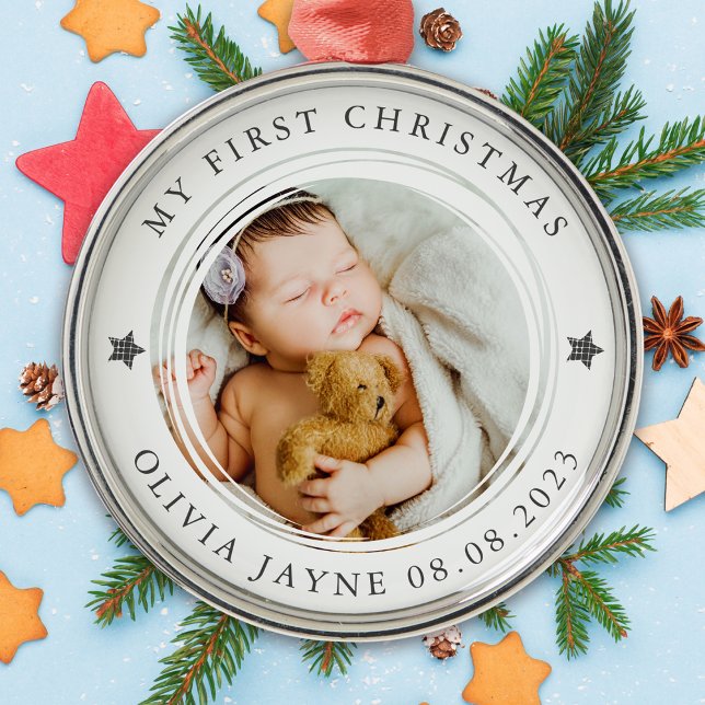 Mein erstes Weihnachts-Baby-Foto Ornament Aus Metall (Von Creator hochgeladen)