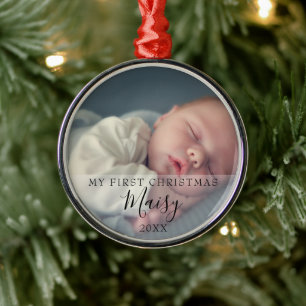 Mein erstes Weihnachts-Baby-Foto Personalisiert Ornament Aus Metall