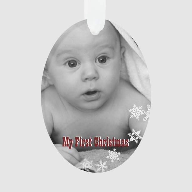 Mein erstes Weihnachts Custom Baby Foto Ornament (Vorderseite)