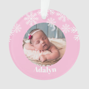 Mein erstes Weihnachts-Foto Baby Girl Pink Ornament