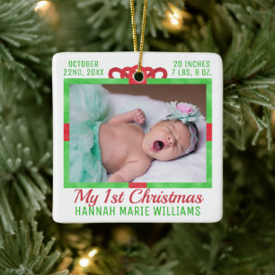 Mein erstes Weihnachts-Foto Name Geschenkboxen Keramikornament