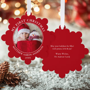 Mein erstes Weihnachts-Foto Red Ornament Karte