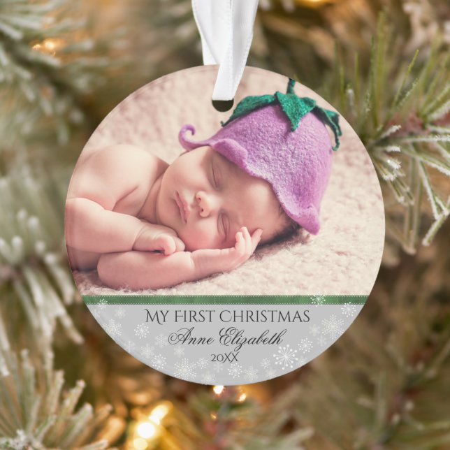 Mein erstes Weihnachts-Foto - Schneeflocken Ornament (Baum)