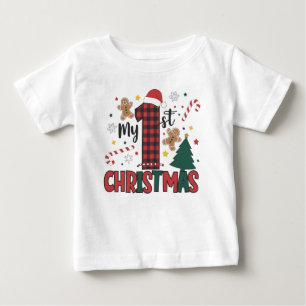 Mein erstes Weihnachts-Gingerbread-Zuckerstangen-M Baby T-shirt
