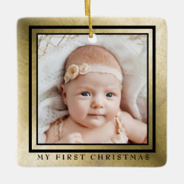 Mein erstes Weihnachts-Gold-Black-Baby-Foto Keramikornament